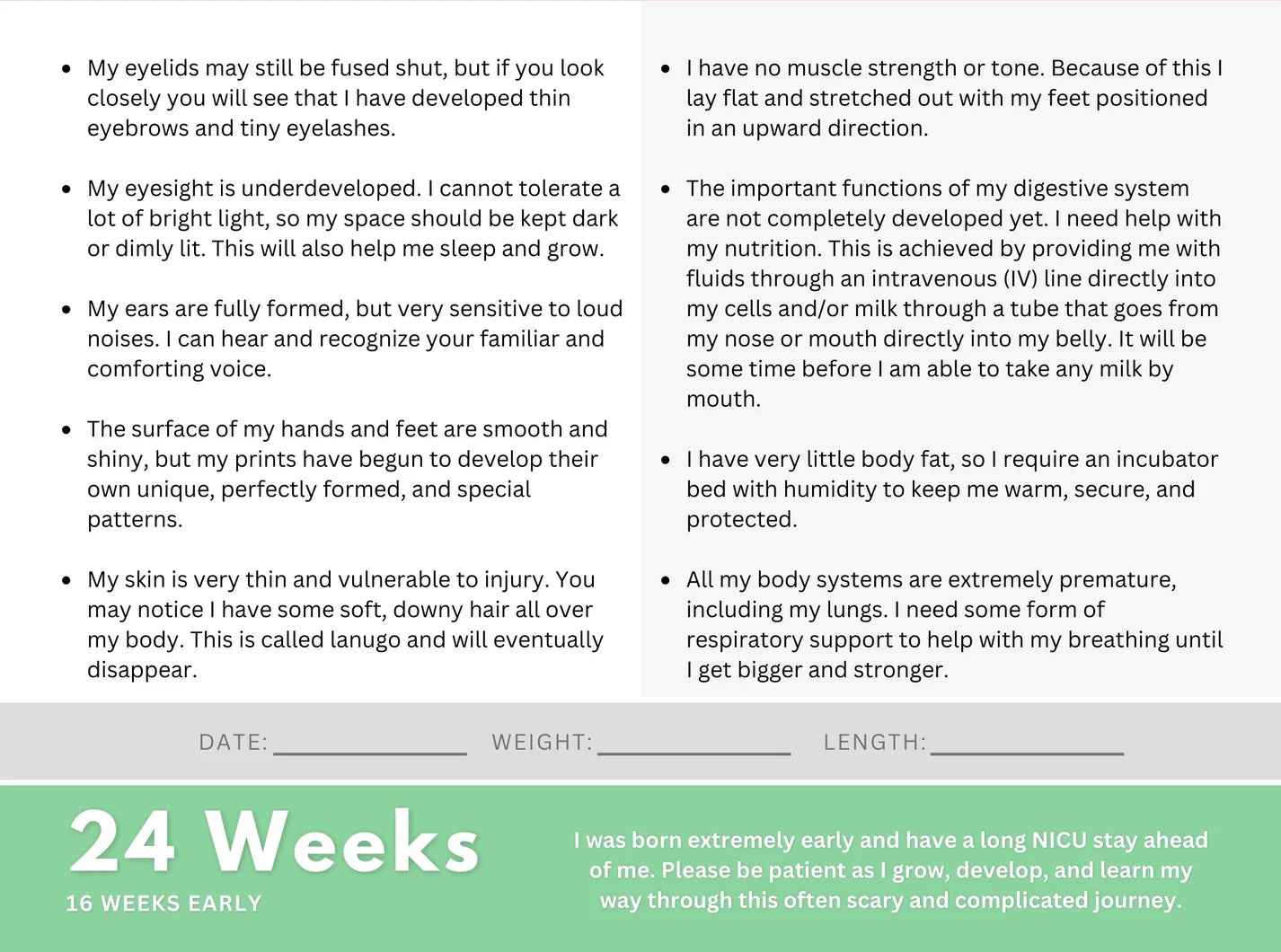 I'm a Preemie | A Week-By-Week Guide and Journal